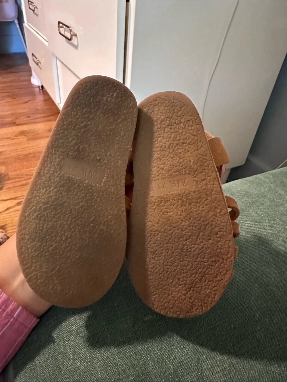 Zara Kids Tan Suede Woven Fisherman Sandals